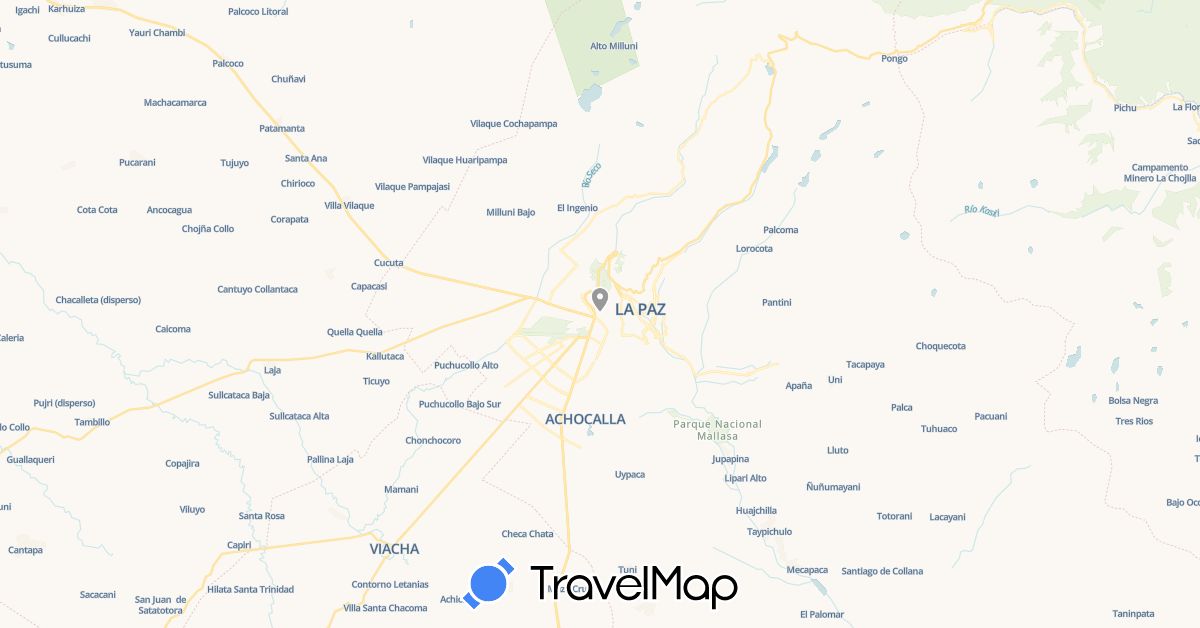 TravelMap itinerary: plane in Bolivia (South America)
